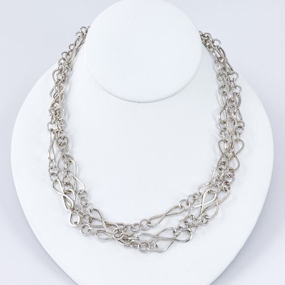 Vintage Sterling Silver 925 Infinity Link Chain Necklace 55” - Picture 1 of 5